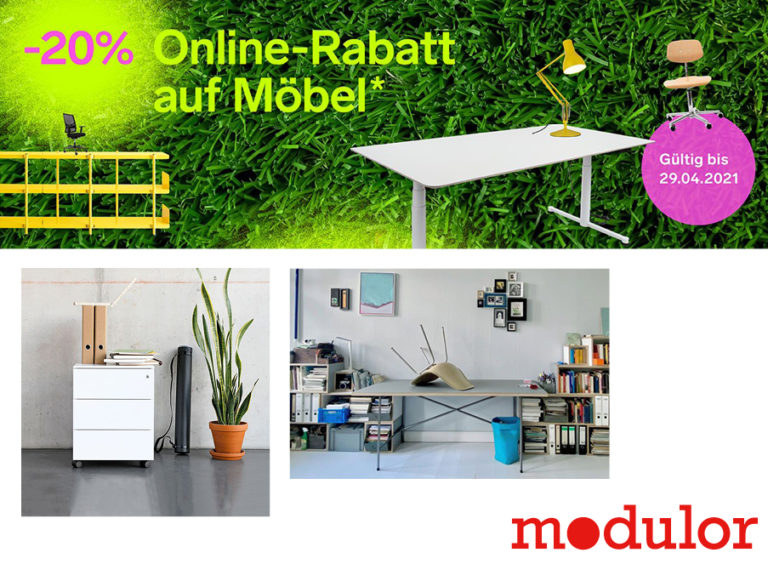 20 OnlineRabatt auf Möbel bei modulor COUPON AKTUELL